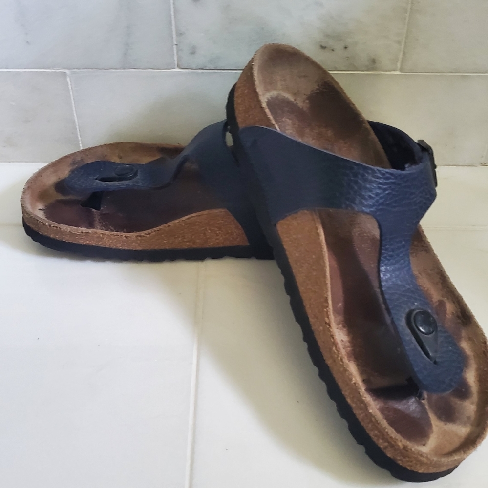 Navy Birkenstocks sandals